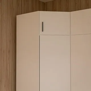 Forte TRAWEN Eckkleiderschrank-Aufsatz 130 140, Zusatzstauraum für Kleiderschrank, 1-türig, Schlafzimmer, Holzwerkstoff, Weiß, 89,5 cm breit x 38,1 cm hoch x 89,4 cm tief