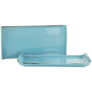 CreaTable Servierplatte Hellblau, Keramik, 2-teilig, rechteckig, 16.5x33 cm