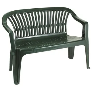 Stapelbare Außenbank Monobloc, Made in Italy, 114x55x82 cm, Farbe Grün