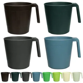 Greentainer Tasse mit Henke,Wiederverwendbare 500 ml Kaffeetassen aus Plastik,8er Trinkbecher für RV,Party,Picknick,Camping|Becher ohne Melamin für Wasser Milch Tee|Spülmaschinen & Mikrowellengeeignet
