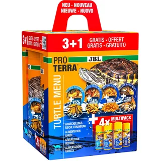 JBL Proterra Turtle MENU 250ml 3+1 Futtersortiment aus 4 Sorten für alle Wasser- und Sumpfschildkröten 1000 ml MENU