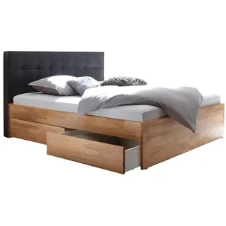 Hasena Stauraumbett , Anthrazit, Buchefarben , Holz , Kernbuche , massiv , 2 Schublade(n) Schubladen , 180x200 cm , Über- und Sondergrößen erhältlich, Bettkasten, gepolstertes Kopfteil, mit Schubkästen, in verschiedenen Größen erhältlich , Babymöbel & Kindermöbel, Kinderzimmer & Jugendzimmer, Kinderbetten, Kinderbetten & Jugendbetten