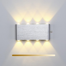 Lightess Dimmbare LED Wandleuchte Innen Wandlampe mit Schalter Modern Up and Down aus Aluminium modern Flurlampe Wandbeleuchtung für Wohnzimmer Schlafzimmer Lampe, Warmweiß