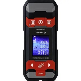 TOOLCRAFT Ortungsgerät inkl. Laser-Entfernungsmesser LDM D30 TO-6994572 Geeignet für nicht eisenhaltiges Metall