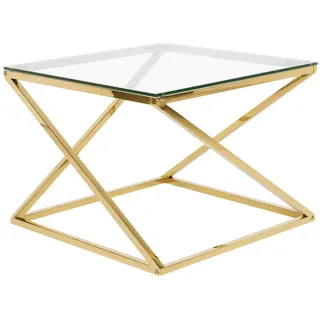 Beliani Couchtisch Transparent, Gold, Glas, 60x45x60 cm, Wohnzimmer, Wohnzimmertische, Couchtische