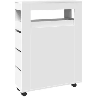 vidaXL Badschrank Schmal mit Rollen Weiß Holzwerkstoff - Weiß