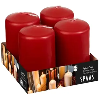 Ivyline Pillar Candle 50/80mm Pack of 4 red SPAAS Stumpenkerze 50/80 mm, ± 18 Stunden, ohne Duft-rot, Wachs, D 50 mm x H, 4