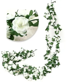 DINGFENG 45er Kunstblumen Girlande Set (3er Pack) - 2,45m Rosenblüten Girlande Hochzeit Dekoration in Pink & Magenta | Wetterfeste Blumengirlande für Balkon, Blumenwand & Türkranz Sommer
