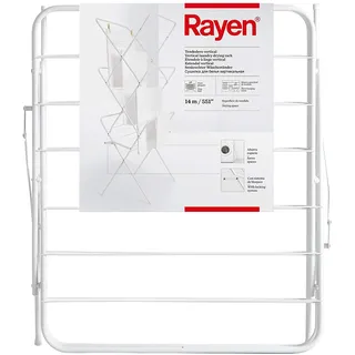 Rayen | Vertikaler Wäscheständer | Einfaches Zusammenklappen | 14 m Verlegefläche | mit Leg Lock System | mit Anti-Rutsch-Anschlägen | Maße: 61x138x44.5 cm