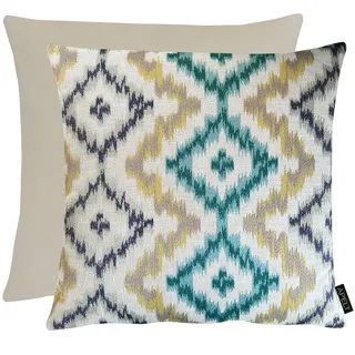 Dekokissen APELT "Milan in Ikat-Design", natur, blau, ornament, B:45cm H:10cm L:45cm, Mischgewebe, Dekokissen_Sitzkissen_Kissenhüllen, Dekokissen, inclusive Soft-Kissenfüllung 100% PES