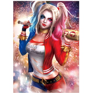 Ohok 5D Diamond Painting Full Kits für Erwachsene Kinder, DIY Diamond Malerei Set Kunst Handwerk Strass Stickerei Painting Bilder Dekoration für Haus Wand Dekor (Harley Quinn-30X40cm)