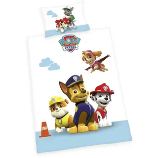 Herding PAW PATROL Kleinkinder-Bettwäsche-Set, Wendemotiv, Bettbezug 100 x 135 cm, Kopfkissenbezug 40 x 60 cm, Baumwolle/Renforcé
