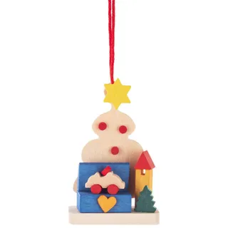 Christbaumschmuck Christbaum mit Spielzeugkiste bunt BxHxT 3,6x5,7x2cm NEU