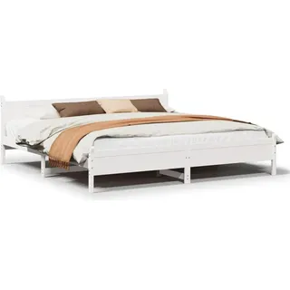 vidaXL Massivholzbett ohne Matratze Weiß 180x200 cm Kiefernholz - Weiß