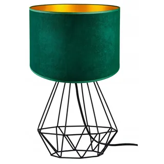 FKL DESIGN Home Deco Tischlampe - Nachttischlampe - Tischleuchte - Designerleuchte Velours Leuchte für Schlafzimmer Wohnzimmer Büro - Moderne Lampe Schreibtischlampe aus Serie TAD30-N1 - (Grün)