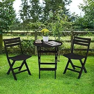 Balkonmöbel Klappbar, Bistroset 3-Teilig, Balkonset 2 Stühle 1 Tisch, für den Innen- und Außenbereich mit Rückenlehne, Klappbares Terrassenmöbel-Set für Balkon, Garten, Schwimmbad, Schwarz