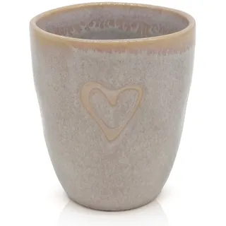 Mea-Living STONEWARE Espressobecher sand Herz, handgemachtes Steingut, 150 ml, wunderschönes handmade Geschirr