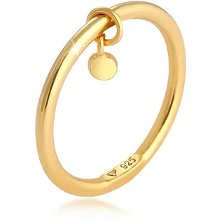 Silberring ELLI "Ring Bandring Stapelring Rund Plättchen Basic 925 Ring" Gr. 54, gold, Fingerringe, Damen, 54, Silber 925 (Sterlingsilber), Silberring