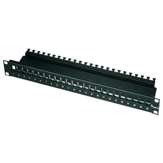 Telegärtner 24 Port Netzwerk-Patchpanel 1 HE CAT 6a Schwarz unbestückt