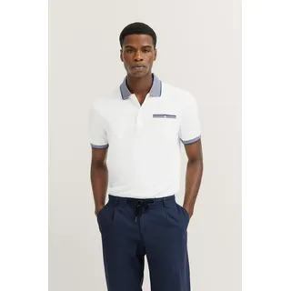 bugatti Poloshirt mit dezenten Kontraststreifen, weiß