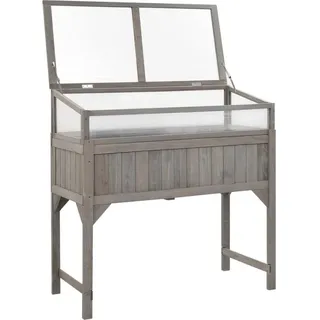 vidaXL Hochbeet mit Gewächshaus 110x54x120 cm Massivholz Tanne - Grau