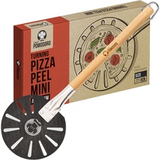 Chef Pomodoro Pizzaschieber – Pizzaschaufel – Pizza Schaufel Metall – Aluminium Pizzaschieber mit Holzgriff – Pizzaschieber für Pizzastein - Pizza Schaufel für den Grill & Backofen (17,8 cm)