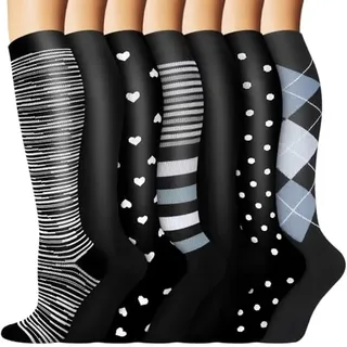 ACTINPUT 7 Paar Kompressionsstrümpfe Damen und Herren, Kompressionssocken Stützstrümpfe Compression Socks Laufstrümpfe Kompression für Flug,Sport,Reisen, Radsport, krankenschwester