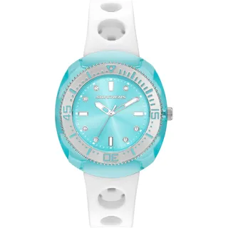 Skechers Quarzuhr »PALMERA« Armbanduhr, Damenuhr, Silikonarmband, analog, Glassteine, weiß