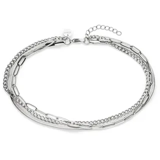 s.Oliver Anklet - Elegante Fußkette aus poliertem Edelstahl - silber - Panzerkette verstellbar bis 27 cm - wasserfest & hautfreundlich