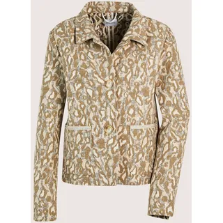 Jackenblazer MADELEINE "Jacquardblazer Moderner Kurzblazer im Leo-Design", Damen, Gr. 42, beige (beige, cappuccino, multicolor), Obermaterial: 54% Baumwolle CO. 42% Polyester PES. 4% sonstige Fasern AF., Modern, Blazer Jackenblazer, Jacuard im Leo-Design