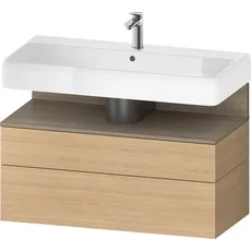 Duravit Qatego Waschtischunterbau, 1 Auszug und 1 Schublade, 990x470x590mm, Nische Eiche Terra, QA4395035, Farbe: Eiche Natur/mit Nischenbeleuchtung