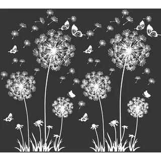 2 Stück Weiß Wandtattoo Pusteblumen für Wanddeko,XXL Groß Löwenzahn Blumen Pflanzen Wandsticker Wandaufkleber Kleben Aufkleber Wandbilder für Wohnzimmer Schlafzimmer Vorraum Flur Fenster 165X130cm