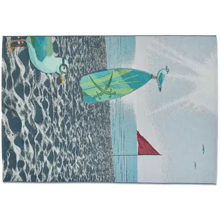 Sansibar "Rantum Beach SA-021", rechteckig 5 mm Höhe Flachgewebe, modernes Design, Strand & Surfboard, Outdoor geeignet