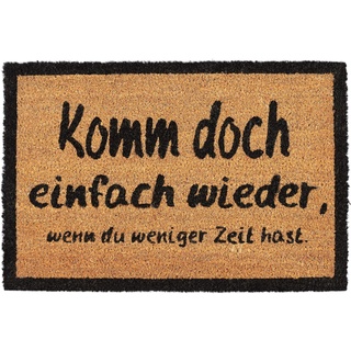 Relaxdays Fußmatte KOMM WIEDER, aus Kokosfasern, rutschfeste Türmatte, innen und draußen, BxT: 60 x 40 cm, natur/schwarz