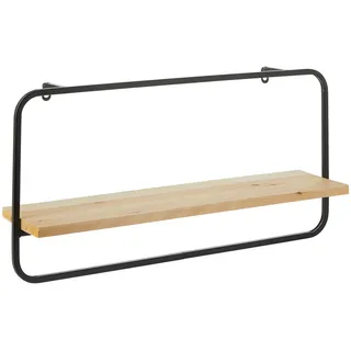 Ambia Home Wandregal , Schwarz , Holz, Metall , Tanne , massiv , 15x30x60 cm , hängend, in verschiedenen Größen erhältlich , Wohnzimmer, Regale, Wandregale