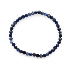 Taddart Minerals – Blaues Armband aus dem natürlichen Edelstein Sodalith mit 4 mm Kugeln auf elastischem Nylonfaden aufgezogen - handgefertigt