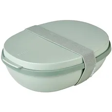 Mepal - Lunchbox Ellipse Duo - Meal Prep Box für Erwachsene & Salatbox zum Mitnehmen - Brotdose für ein gesundes Mittagessen - Ideal für Sandwiches & Salate - 825 ml + 600 ml - Nordic sage