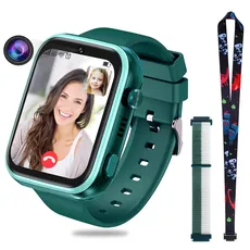 OKYUK 4G Smartwatch für Kinder, GPS-Tracker, mehrere Desktop-Stile zur Auswahl, Zwei-Wege-Anrufe, Bildkompetenz, SOS, WLAN, wasserdichter Touchscreen für 4–12 Jungen und Mädchen (T45 Grün)