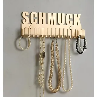 Schmuckhalter wand Design by GALEARA Kettenhalter mit Jewelry Schriftzug Schmuckaufbewahrung (Mika Schmuck Gold)