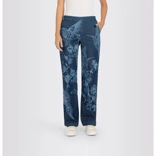 Bootcuthose MAC "CHIARA", Damen, Gr. 46, Länge 30, blau (dunkelblau), Flanell, Obermaterial: 98% Baumwolle, 2% Elasthan, bootcut fit lang, Hosen Bootcuthose, Bootcut-Form in figurbetonter Form