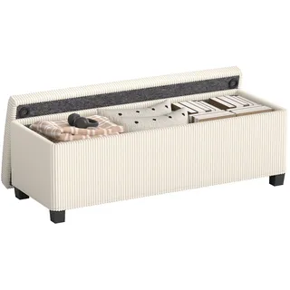 Homcom Truhenbank mit Cord-Optik, Stahlbeine, Beige , Metall , 42x40x112 cm , Esszimmer, Bänke, Sitzbänke