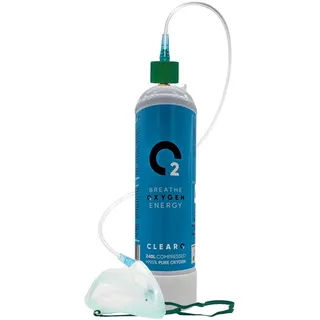 ClearO2 240L Sauerstoffflasche mit Ventil, Maske und Schlauch | Reiner Atemsauerstoff in einer leichten, Einweg-Stahlflasche | Hergestellt in Großbritannien