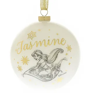 Disney Prinzessin 80mm Weihnachtsbaumkugel Gold Glitzer - Jasmine