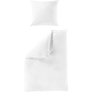Bettwäsche BIERBAUM "Chic Uni", weiß, B/L: 155cm x 220cm, 1 Stk., 1 Stk., Seersucker, B/L: 80cm x 80cm, 2 Stk., Seersucker, Obermaterial: 100% Baumwolle, Bettwäsche, Bettwäsche, Schickes Unidesign: Modern und elegant für jedes Schlafzimmer