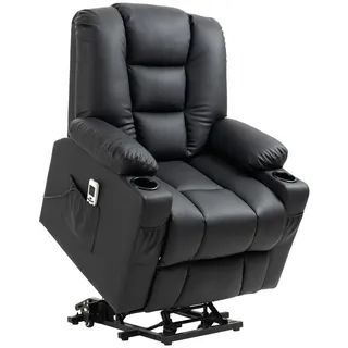 Homcom Massagesessel Relaxsessel Kunstleder 98 x 102 x 90 cm Schwarz elektrisch mit Aufstehhilfe