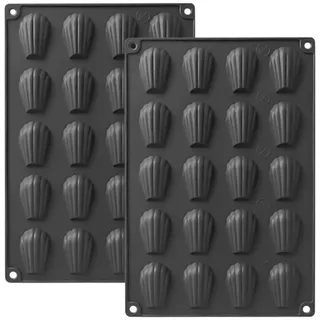 YXHZVON 2 Stücke Mini Madeleine Backformen, 20 Hohlräume Mini Silikon Madeleines Backformen, Madeleena-Form für Kuchen Schokolade Süßigkeiten Kekse (Schwarz)