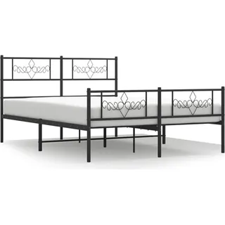 vidaXL Metallbett ohne Matratze mit Fußteil Schwarz 160x200 cm - Schwarz