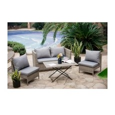 Ondis24 Gartenmöbelset »Los Angeles«, bestehend aus 2 Stühlen, 1 Tisch, 2-Sitzer Sofa, grau/braun