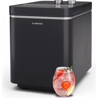 Klarstein IceCraft Eiswürfelmaschine - 12 kg/24 h, 6-Min.-Eiswürfel, 2 Größen, Automatische Reinigung, Eiswürfelbereiter für Küche & Bar, 150 W, Eiswürfelspender, Schwarz - Schwarz