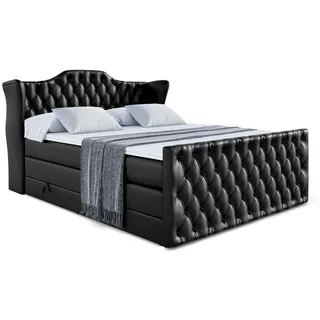 altdecor Boxspringbett, Schwarz Hochglanz, Holzwerkstoff, Höhe ca. 20 cm, 120x200 cm, Schlafzimmer, Betten, Boxspringbetten